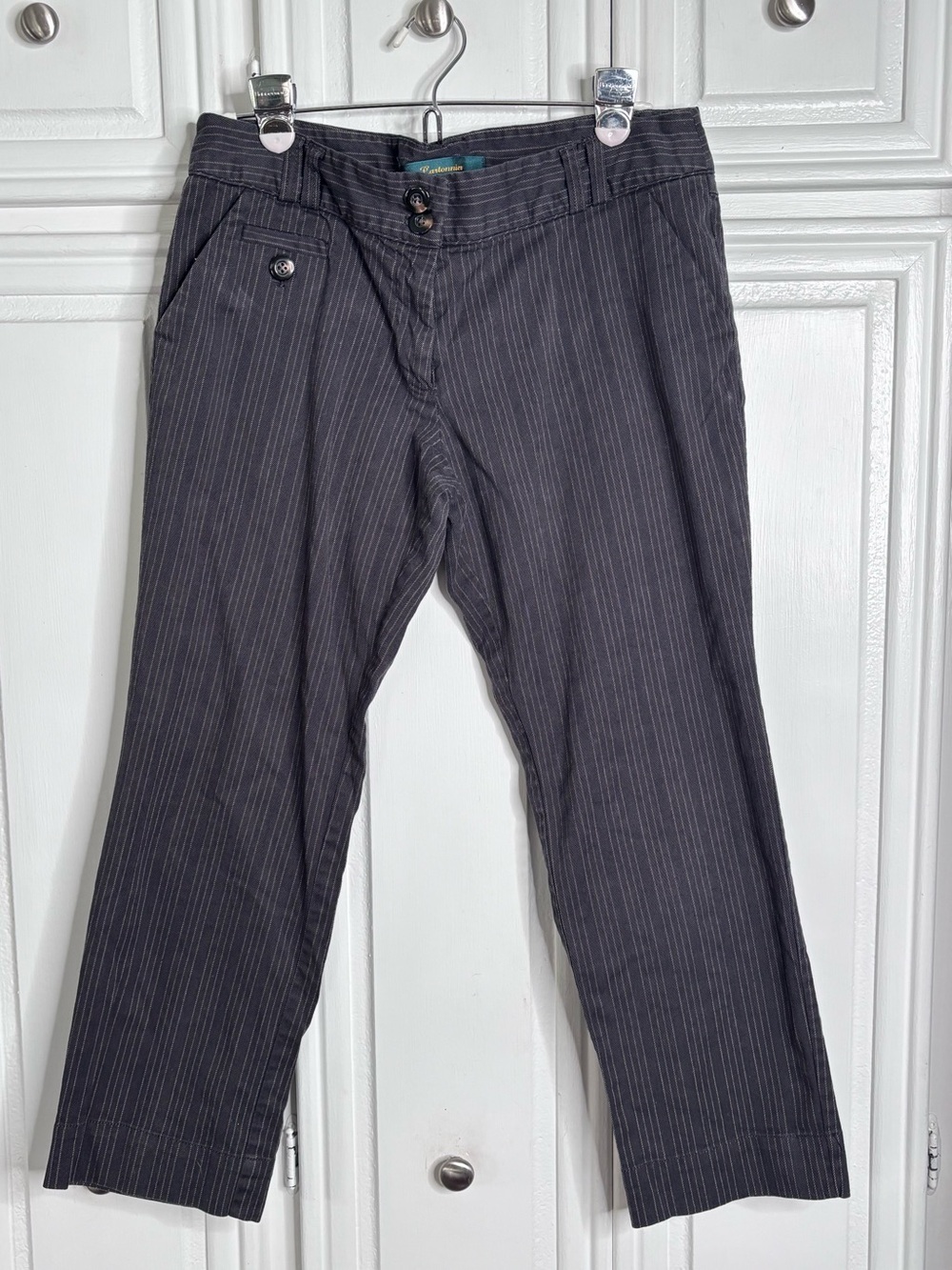Cartonnier - Anthropologie Women's Charcoal Pinstripe Trousers sz 10